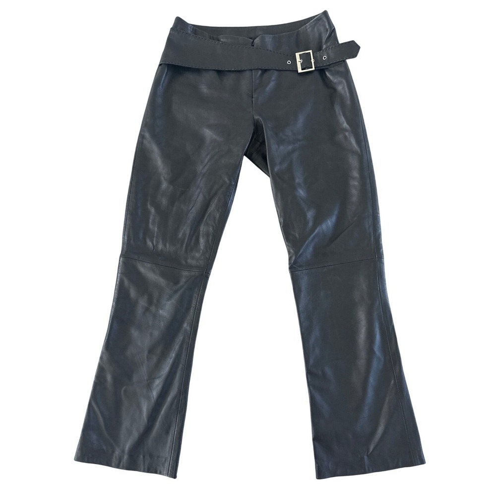 Cache Black Leather Flare Pants